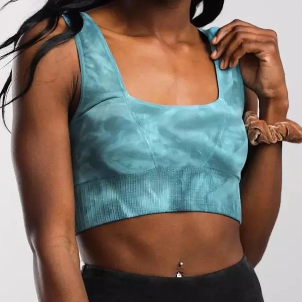 Free People Good Karma Square Neck Tie Dye Bra Blue Peacock - Picture 1 of 10